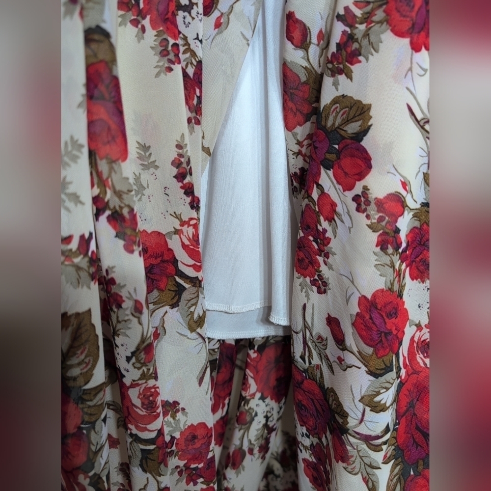 Floral Karen T Designs Red Floral Long Sleeve Gown for Wedding Guest - Picture 7 of 7